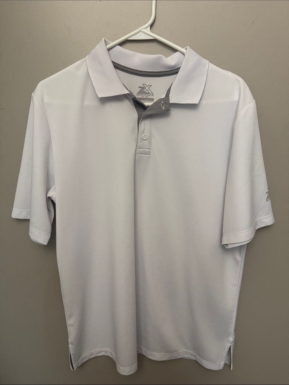 ZeroXposur Men's White Polo with Subtle Gray Trim